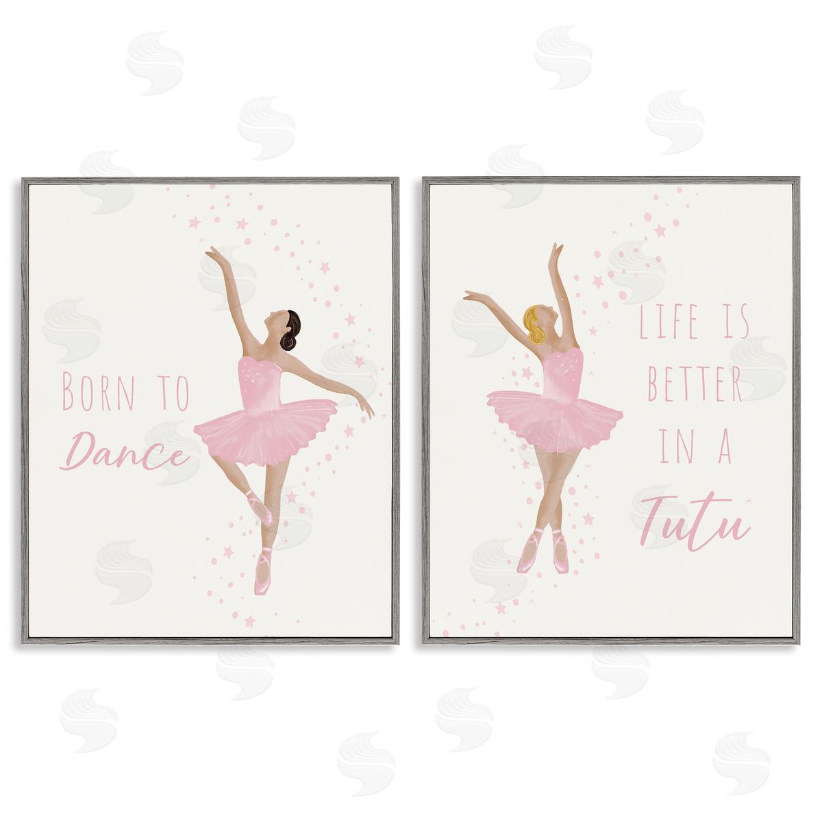 Inspiring Ballerina Sentiments Grey Frame Print Wall Art, Home Decor by Chen Alyesh