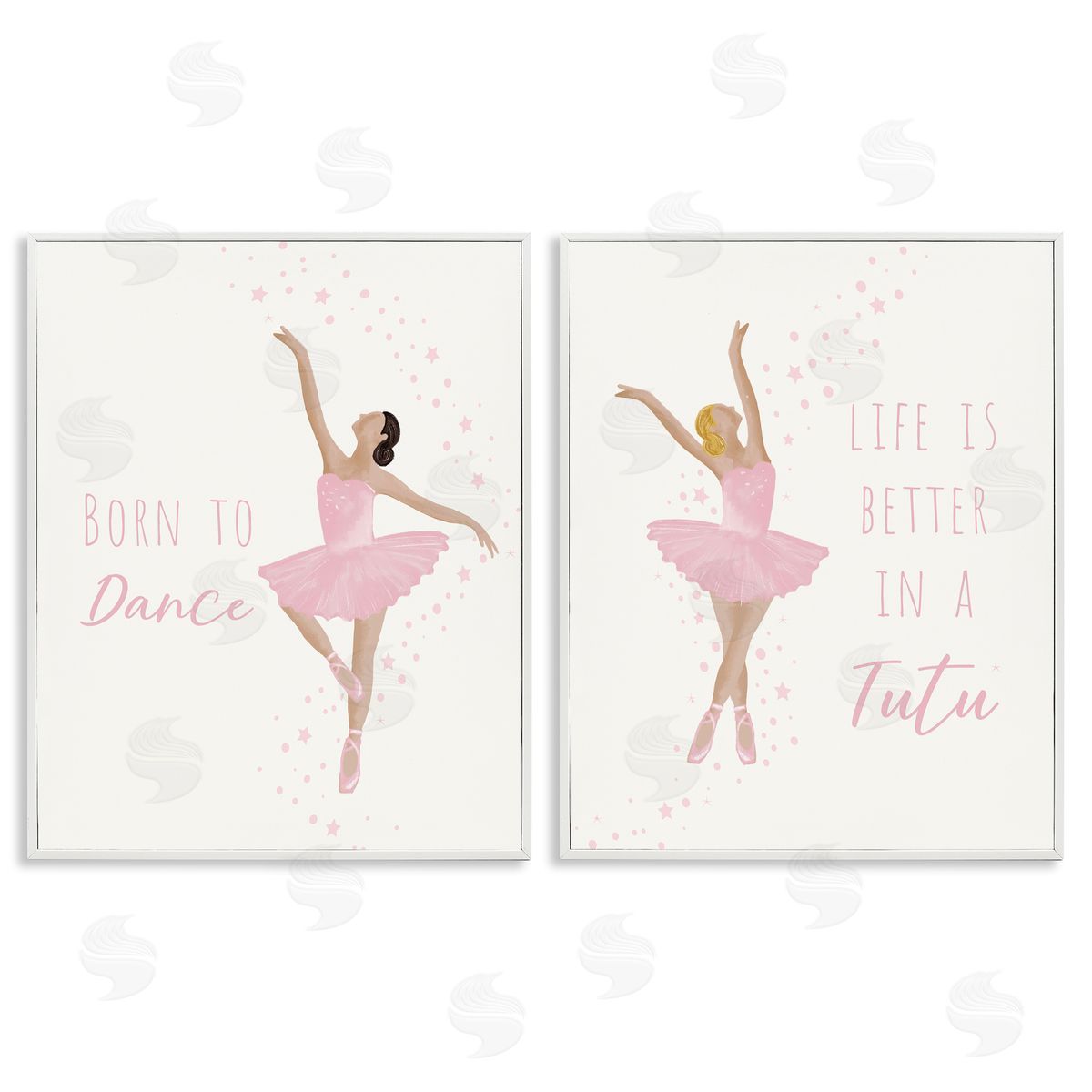 Inspiring Ballerina Sentiments White Frame Print Wall Art, Home Decor by Chen Alyesh
