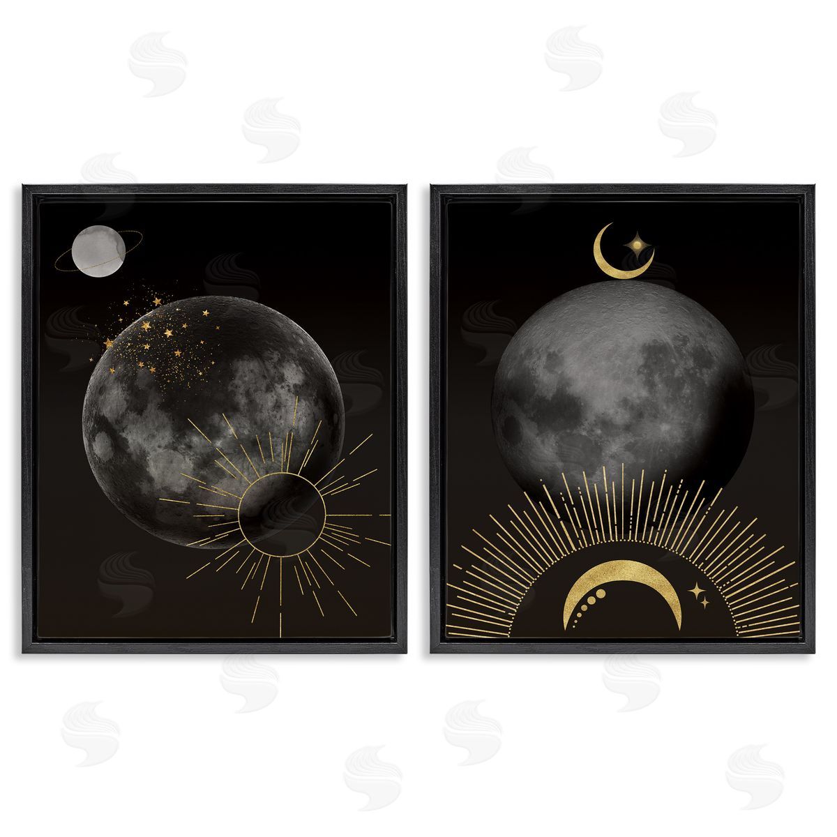 Daniela Santiago Celestial Gold Sun and Moon Canvas Wall Art Print