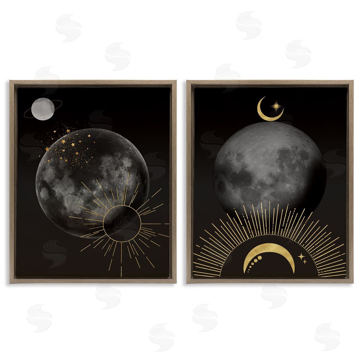 Daniela Santiago Celestial Gold Sun and Moon Canvas Wall Art Print