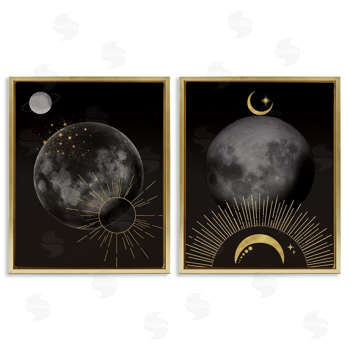 Daniela Santiago Celestial Gold Sun and Moon Canvas Wall Art Print