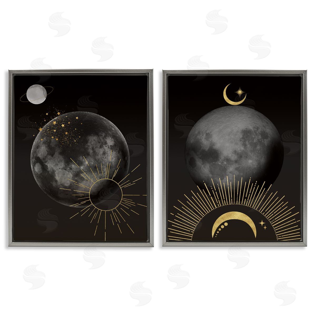 Daniela Santiago Celestial Gold Sun and Moon Canvas Wall Art Print