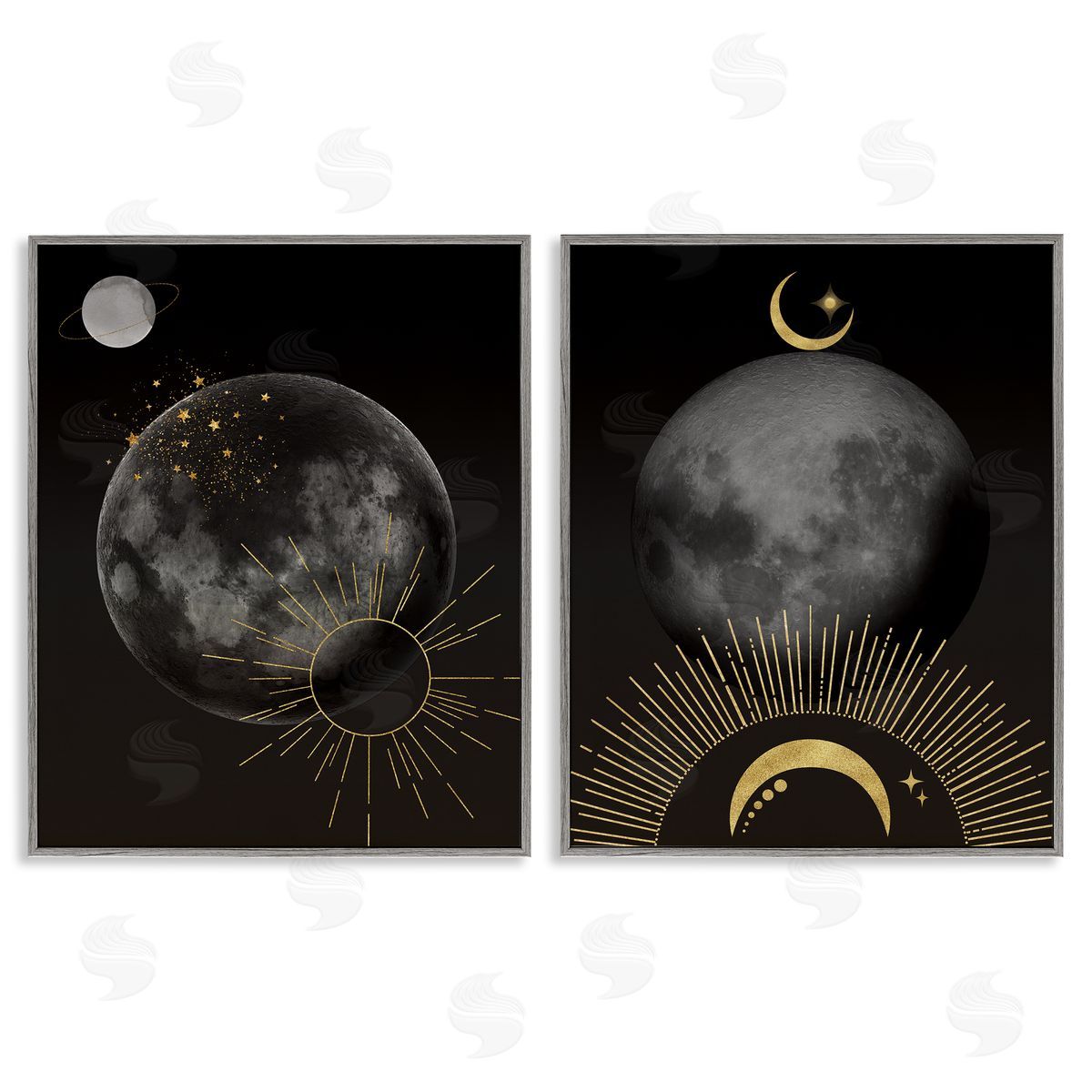 Daniela Santiago Celestial Gold Sun and Moon Canvas Wall Art Print