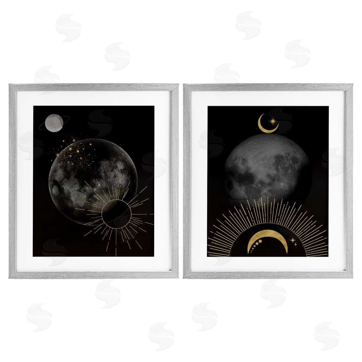Daniela Santiago Celestial Gold Sun and Moon Canvas Wall Art Print