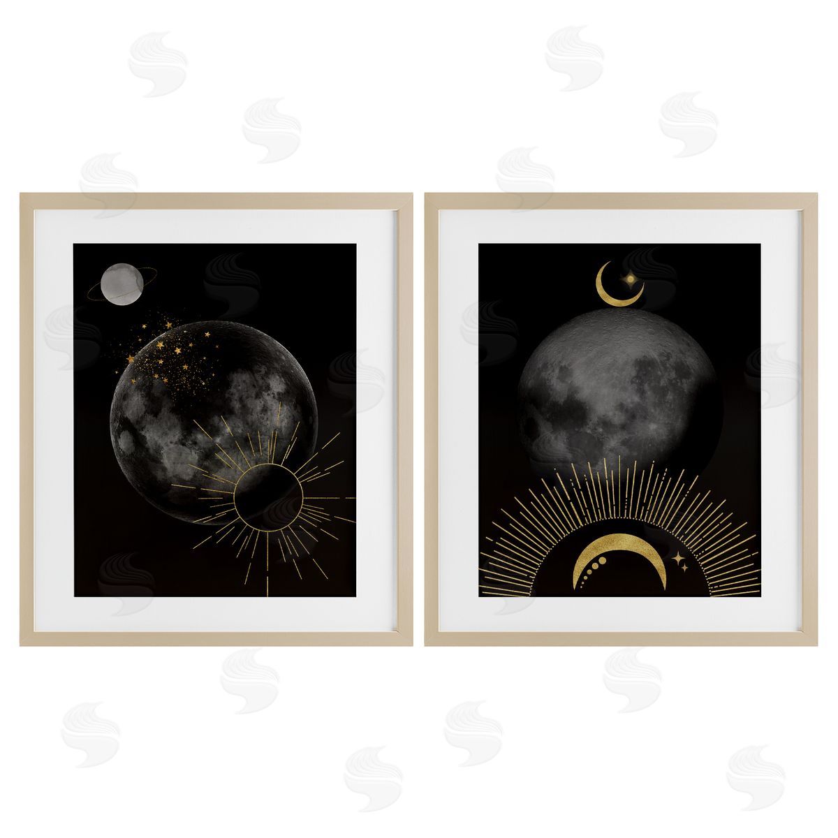 Daniela Santiago Celestial Gold Sun and Moon Canvas Wall Art Print