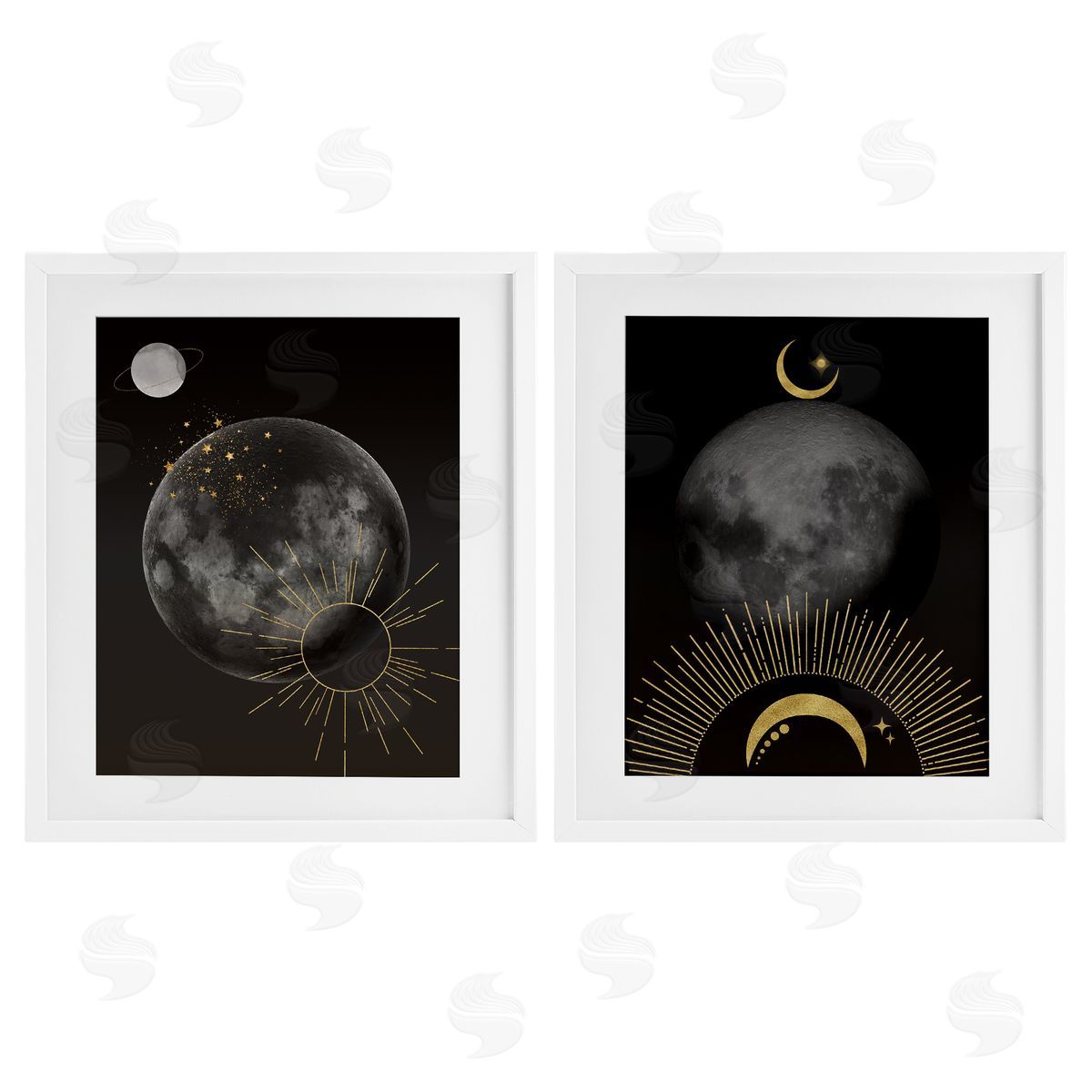 Daniela Santiago Celestial Gold Sun and Moon Canvas Wall Art Print