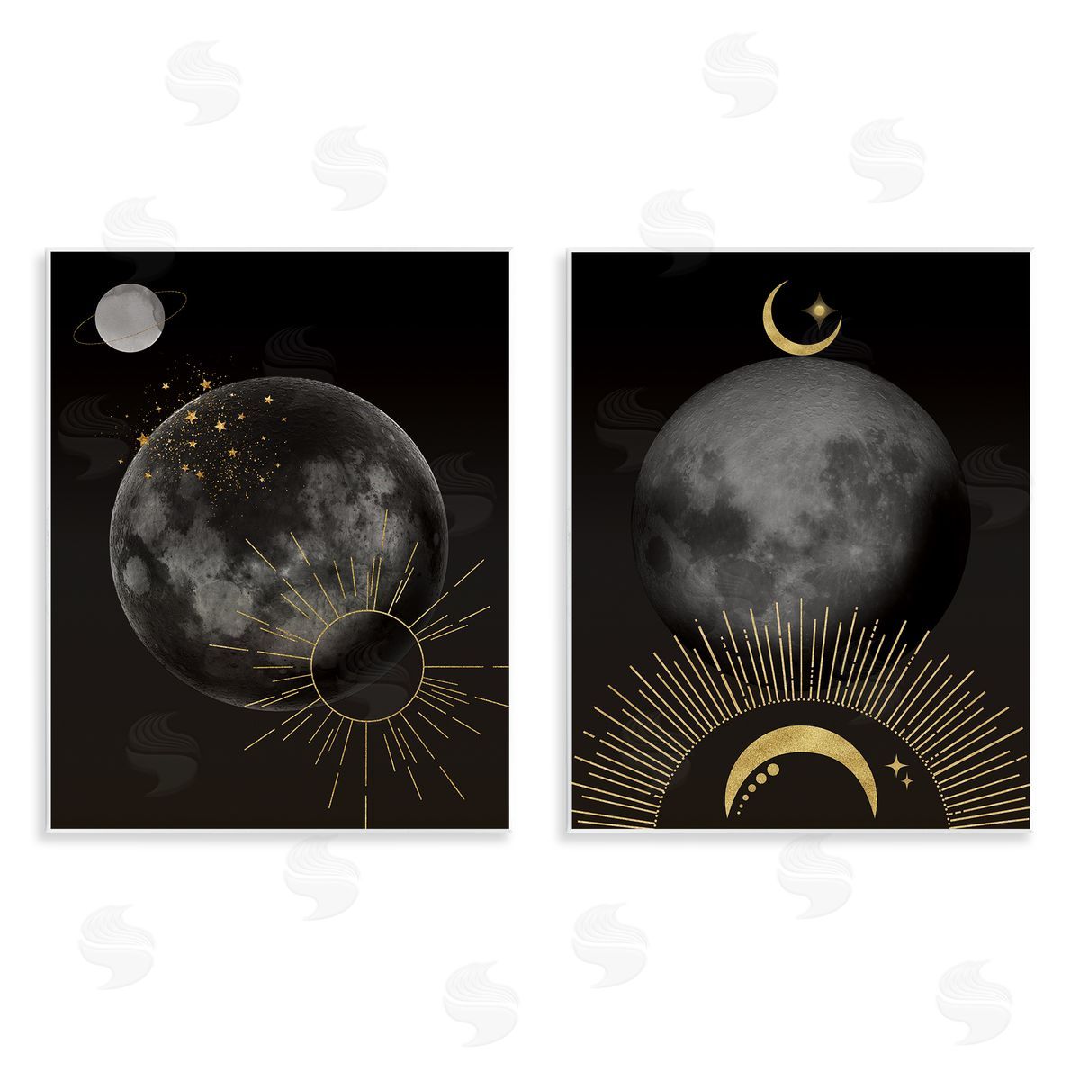 Daniela Santiago Celestial Gold Sun and Moon Canvas Wall Art Print