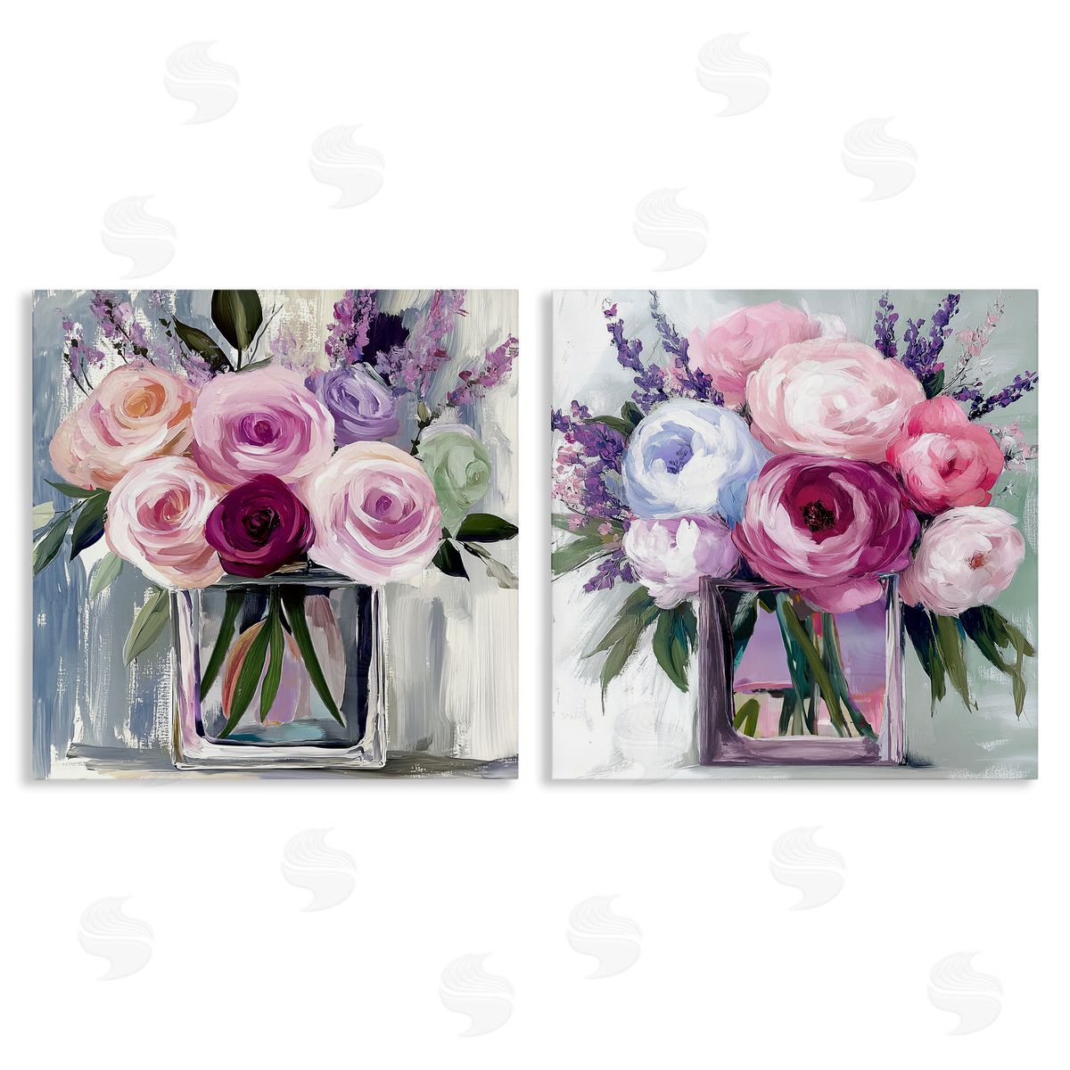 Annabelle Hall Cubic Vases of Flowers Canvas Wall Art Print