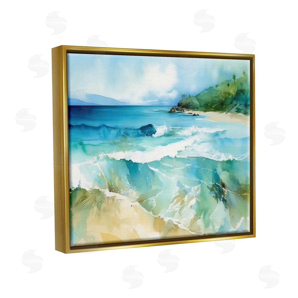 Andrea Haase Abstract Beach Waves Gold Floater Frame Canvas Artside_