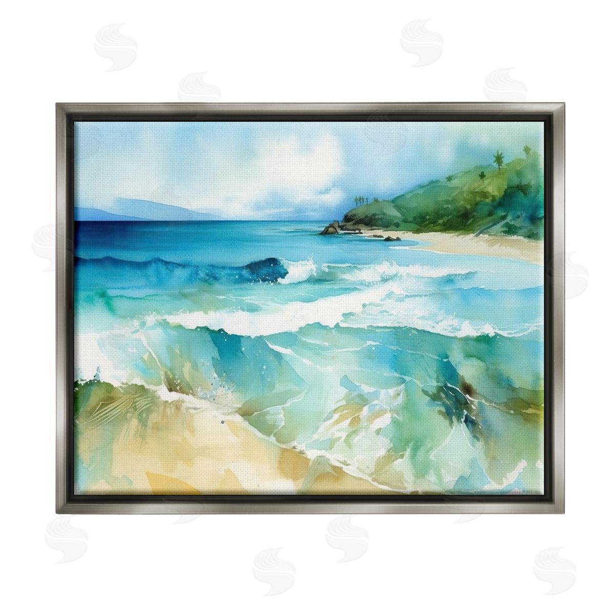 Andrea Haase Abstract Beach Waves Gray Floater Frame Canvas Artside_