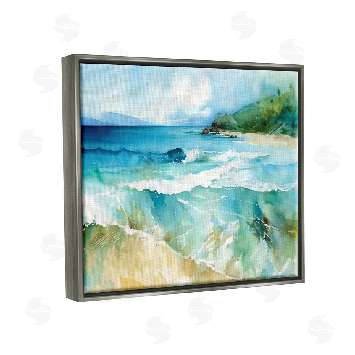 Andrea Haase Abstract Beach Waves Gray Floater Frame Canvas Artside_