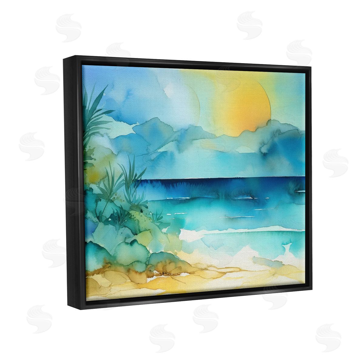 Andrea Haase Abstract Sun on Beach Black Floater Frame Canvas Artside_