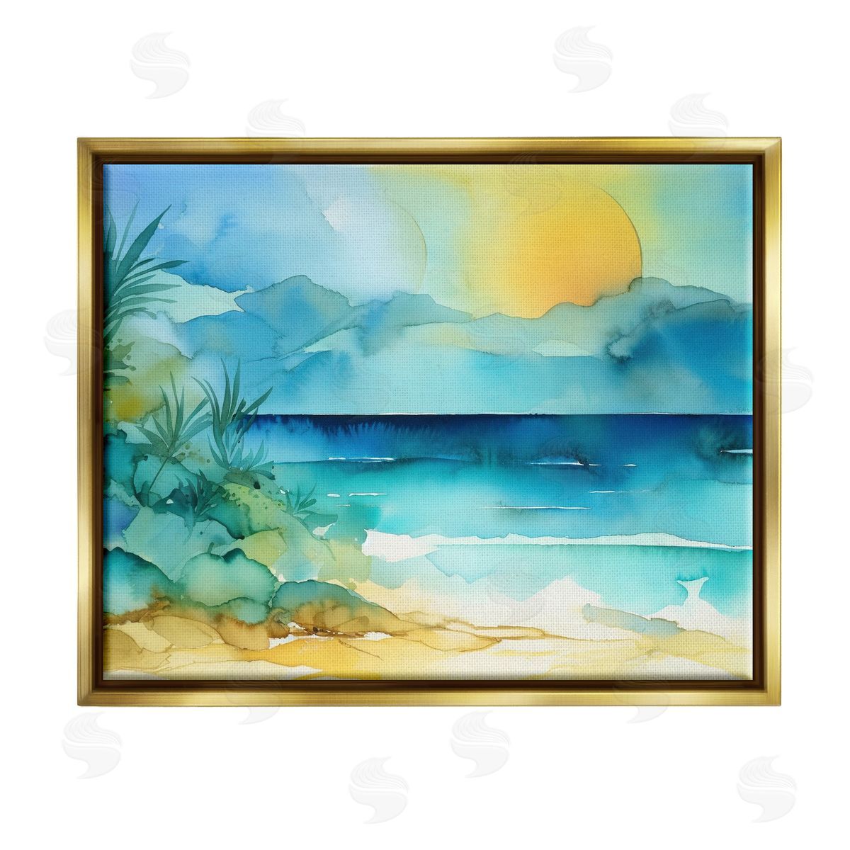 Andrea Haase Abstract Sun on Beach Gold Floater Frame Canvas Artside_