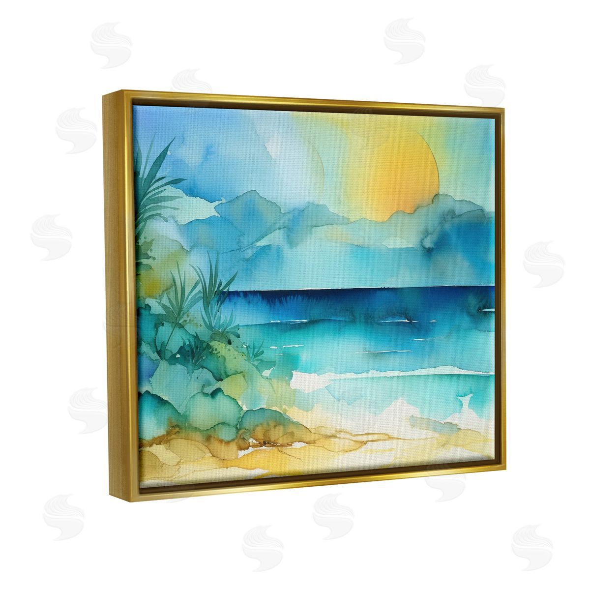 Andrea Haase Abstract Sun on Beach Gold Floater Frame Canvas Artside_