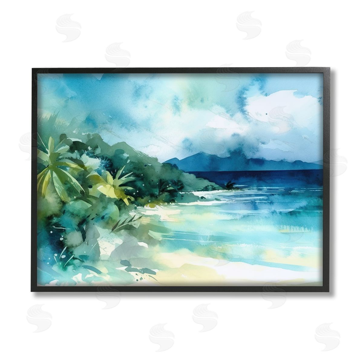 Andrea Haase Abstract Tropical Landscape Black Framed Giclee Wall Artside_