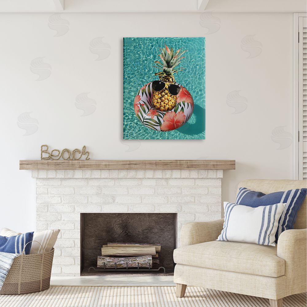 Ziwei Li Pineapple on Beach Tube Canvas Wall Art Print in Room