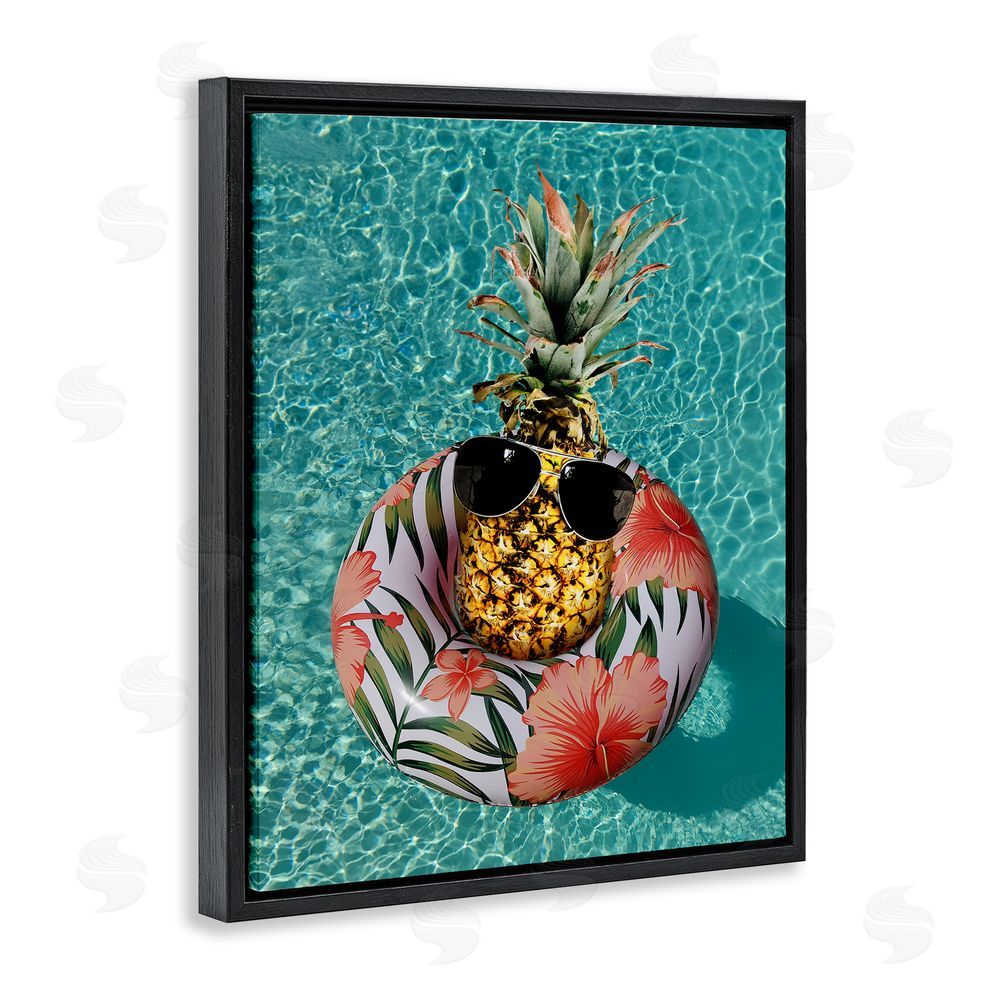 Ziwei Li Pineapple on Beach Tube Black Floating Frame Canvas Wall Art Print
