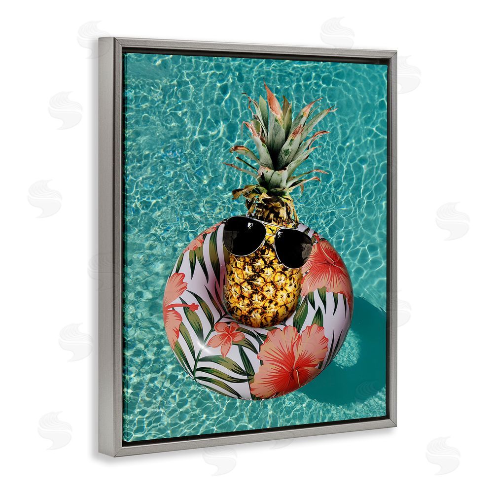 Ziwei Li Pineapple on Beach Tube Gray Floating Frame Canvas Wall Art Print