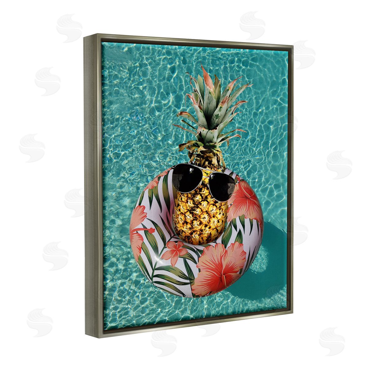 Ziwei Li Pineapple on Beach Tube Gray Floater Frame Canvas Artside_