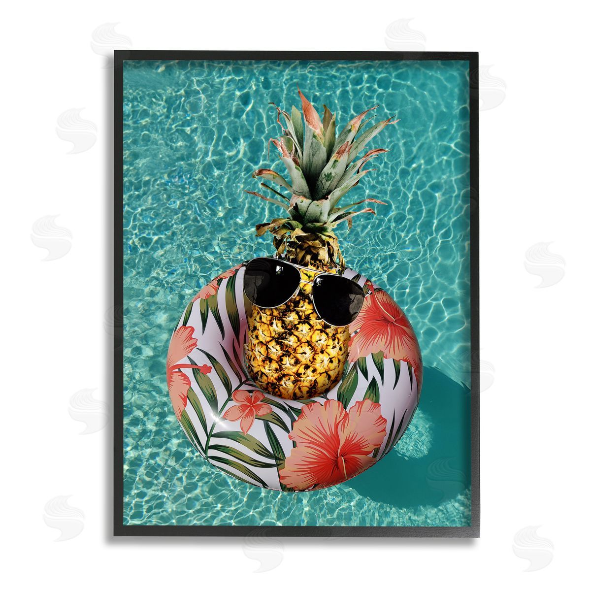 Ziwei Li Pineapple on Beach Tube Black Framed Giclee Wall Artside_