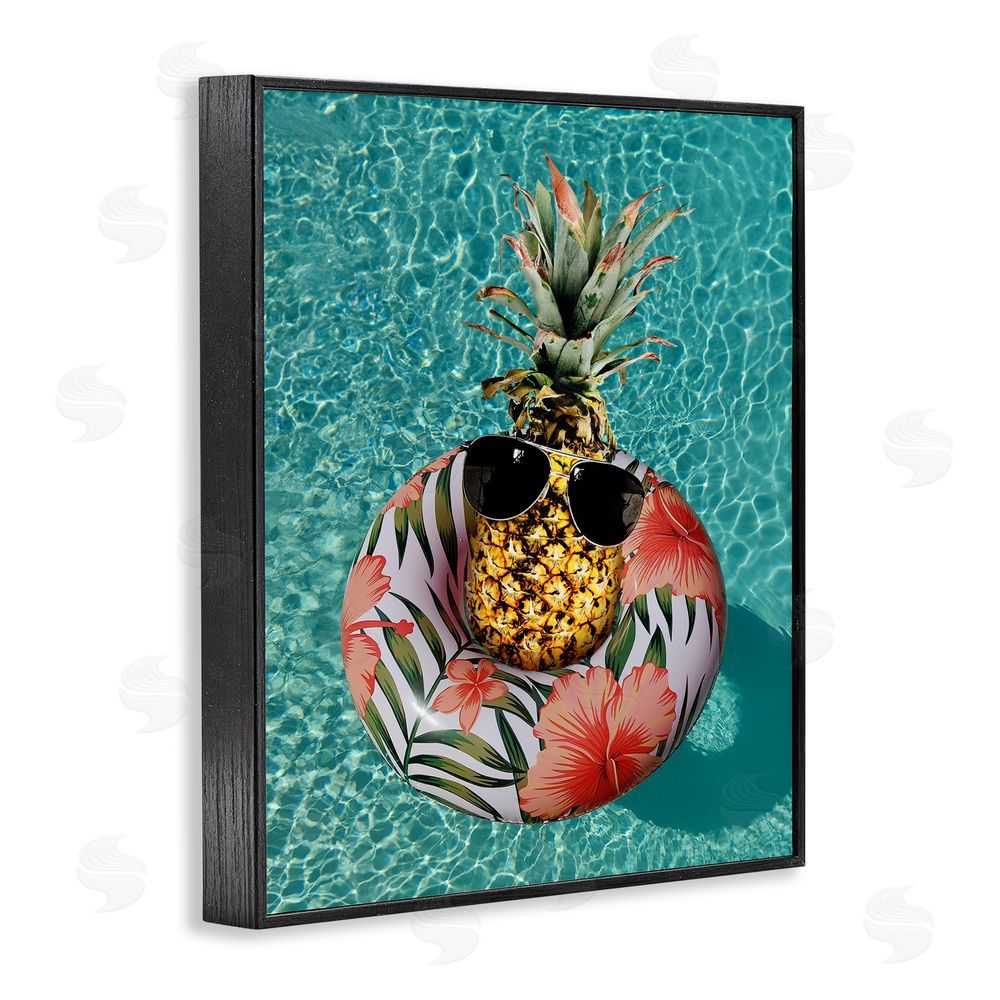 Ziwei Li Pineapple on Beach Tube Black Framed Giclee Wall Art Print