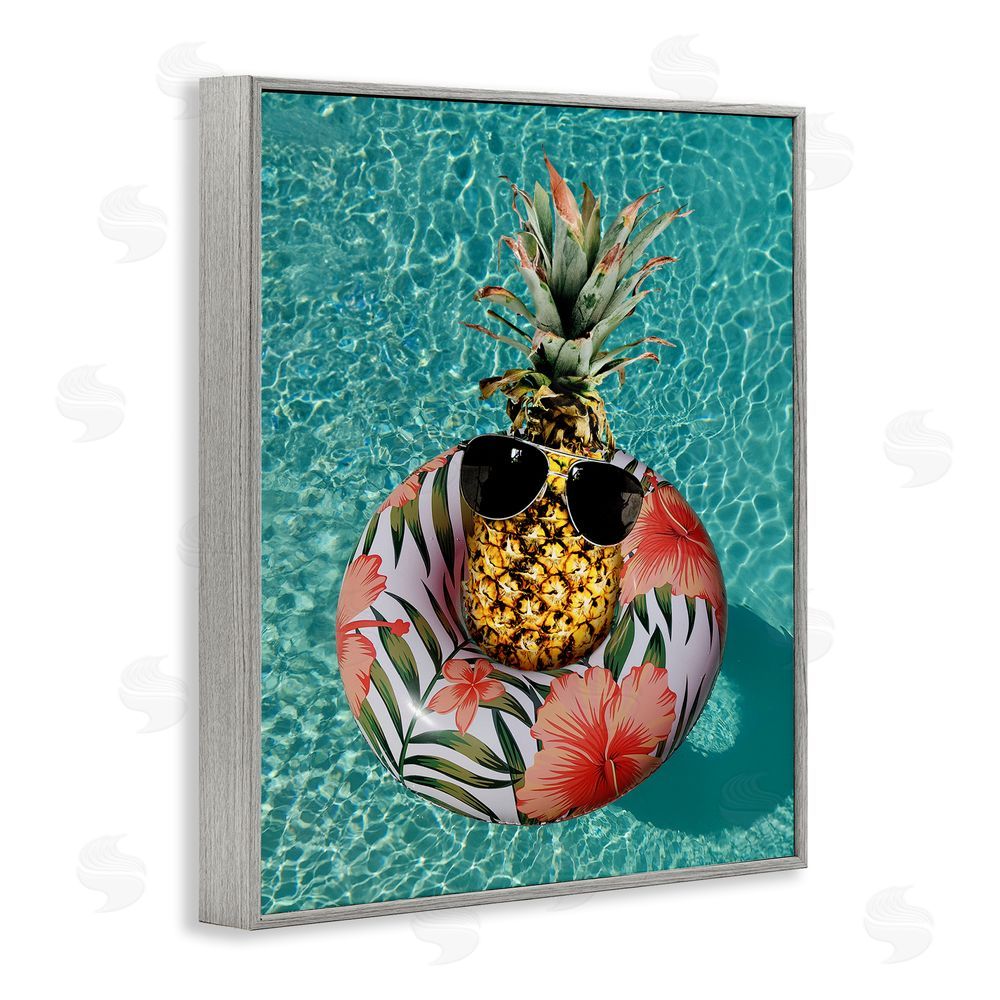 Ziwei Li Pineapple on Beach Tube Gray Framed Giclee Wall Art Print