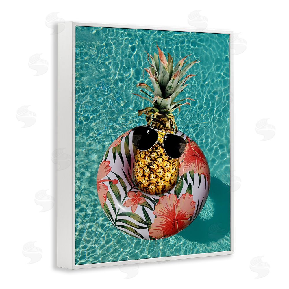 Ziwei Li Pineapple on Beach Tube White Framed Giclee Wall Art Print