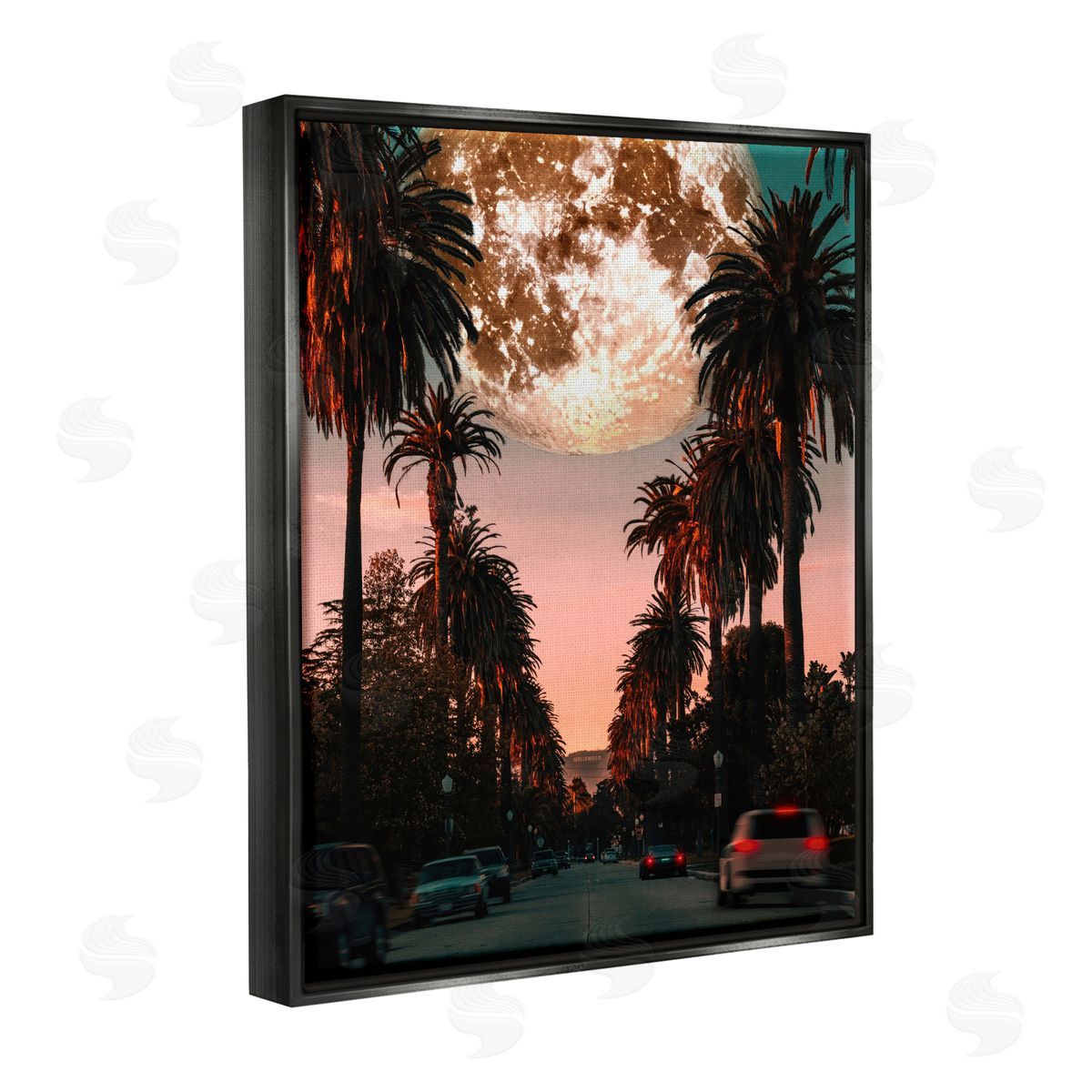 Ziwei Li Tropical Moon Sunset Black Floater Frame Canvas Artside_