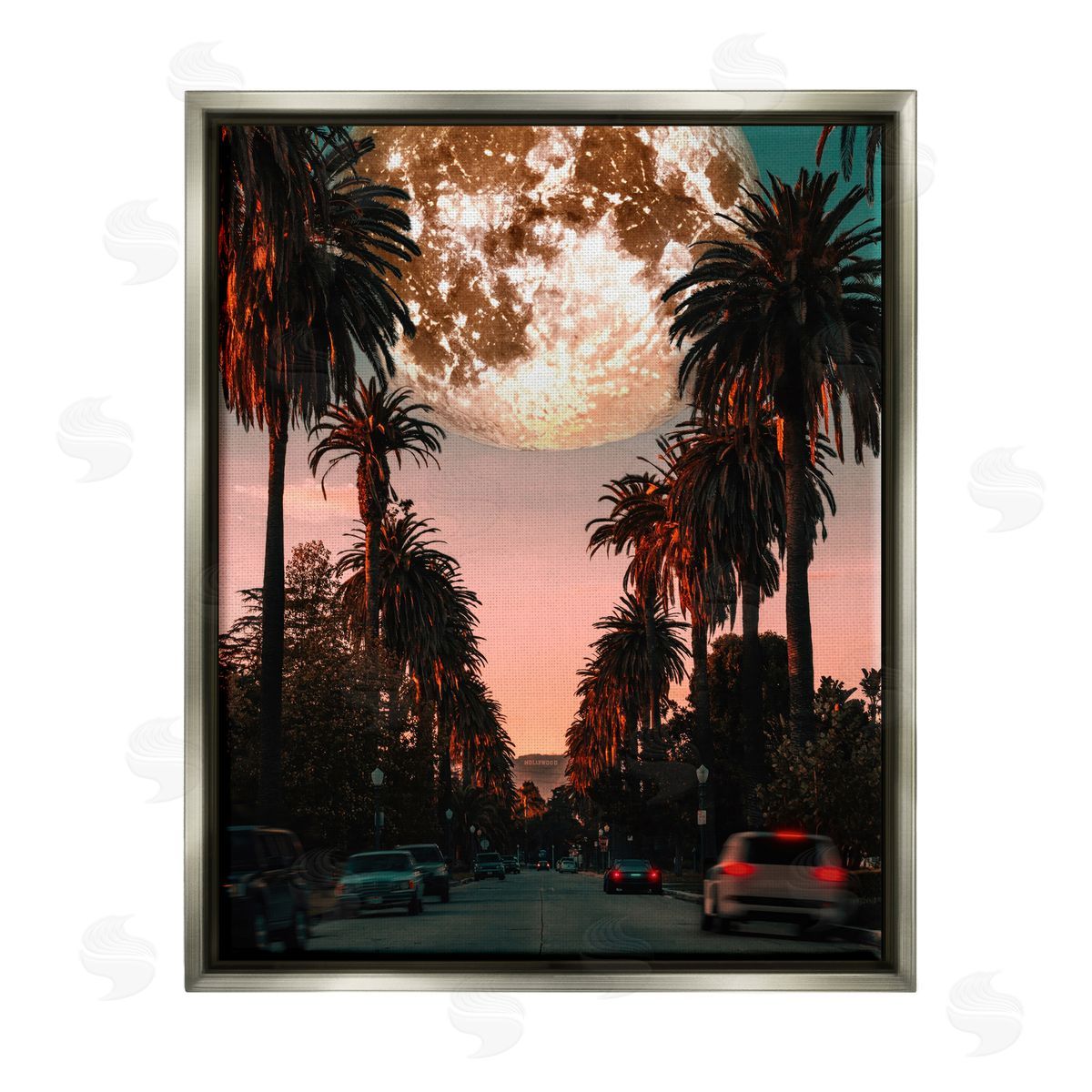 Ziwei Li Tropical Moon Sunset Gray Floater Frame Canvas Artside_