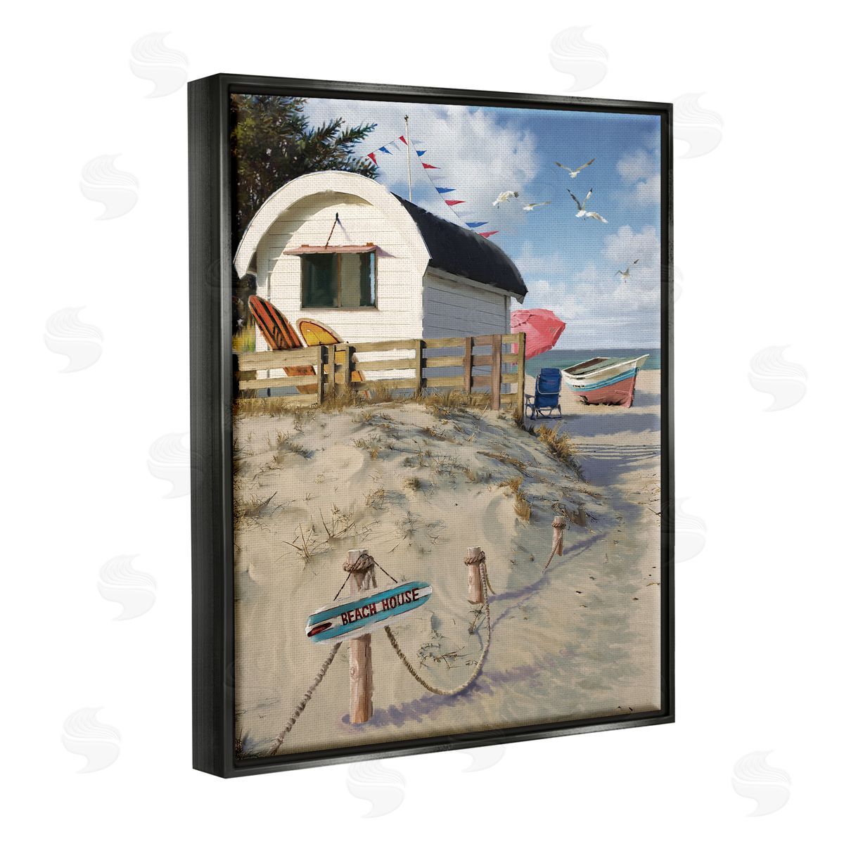 Jason Kirk Beach House Landscape Black Floater Frame Canvas Artside_