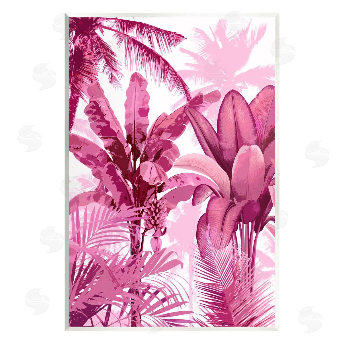 Kristen Drew Pink Tropical Palm Leaves Wall Plaque Artside_