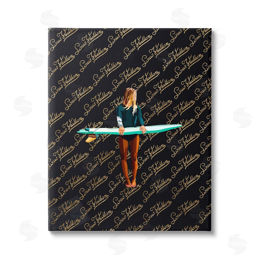 Amelia Noyes Glam Girl with Surfboard Canvas Wall Art
