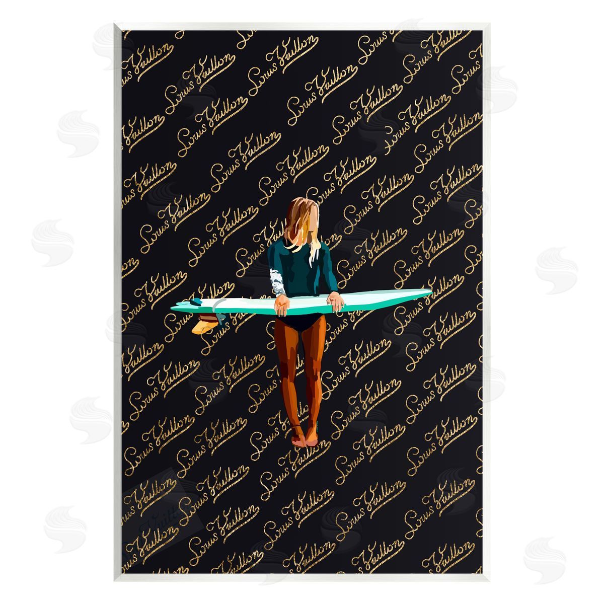 Amelia Noyes Glam Girl with Surfboard Wall Plaque Artside_