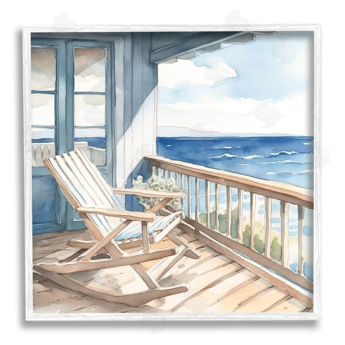 LSR Design Studio Seaside Porch View White Framed Giclee Wall Artside_