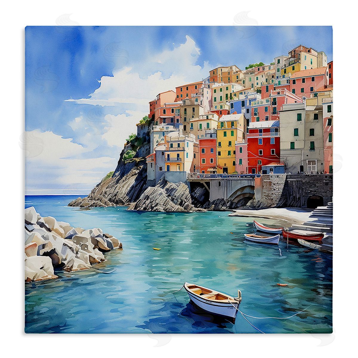 Cinque Terre Port Canvas Wall Art, Home Decor by LSR Design Studio