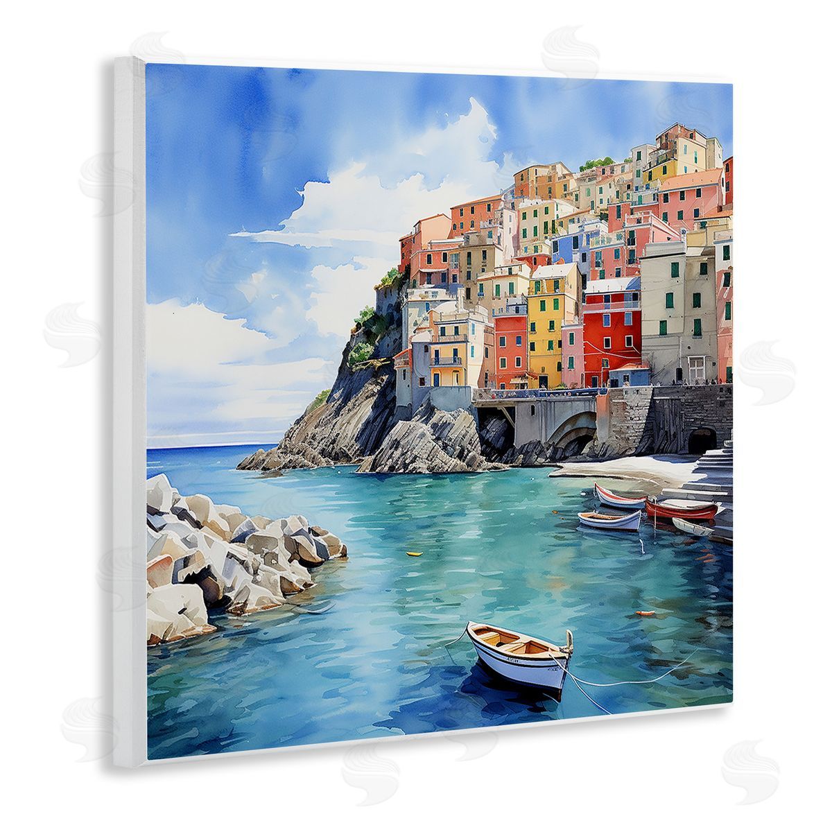 Cinque Terre Port Wood Plaque Wall Art, Home Decor by LSR Design Studio