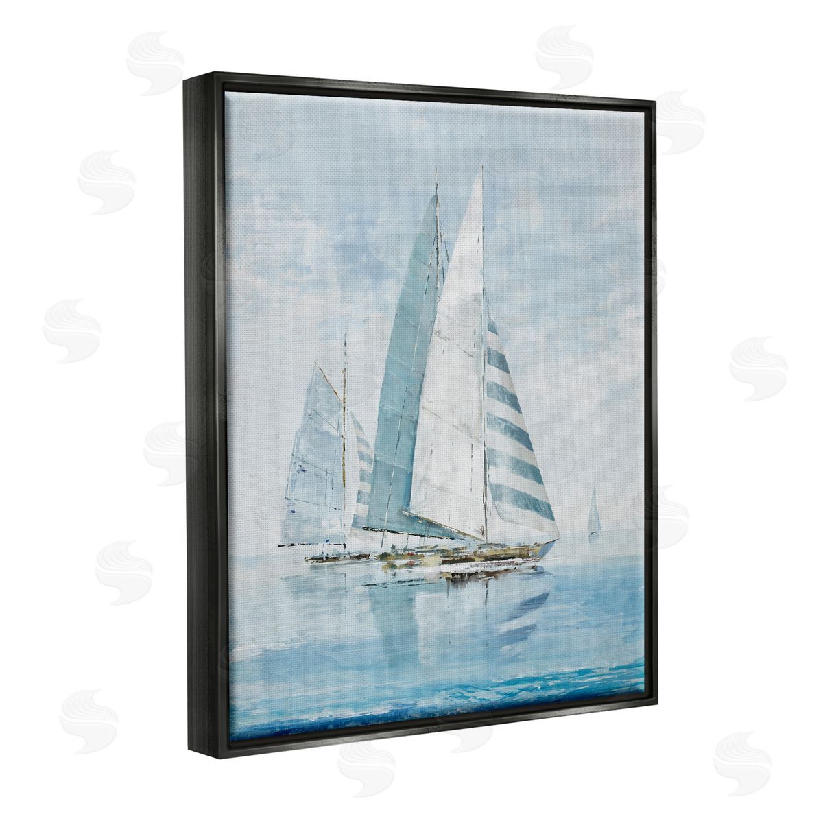Max Maxx Blue Maritime Sailboats Black Floater Frame Canvas Artside_