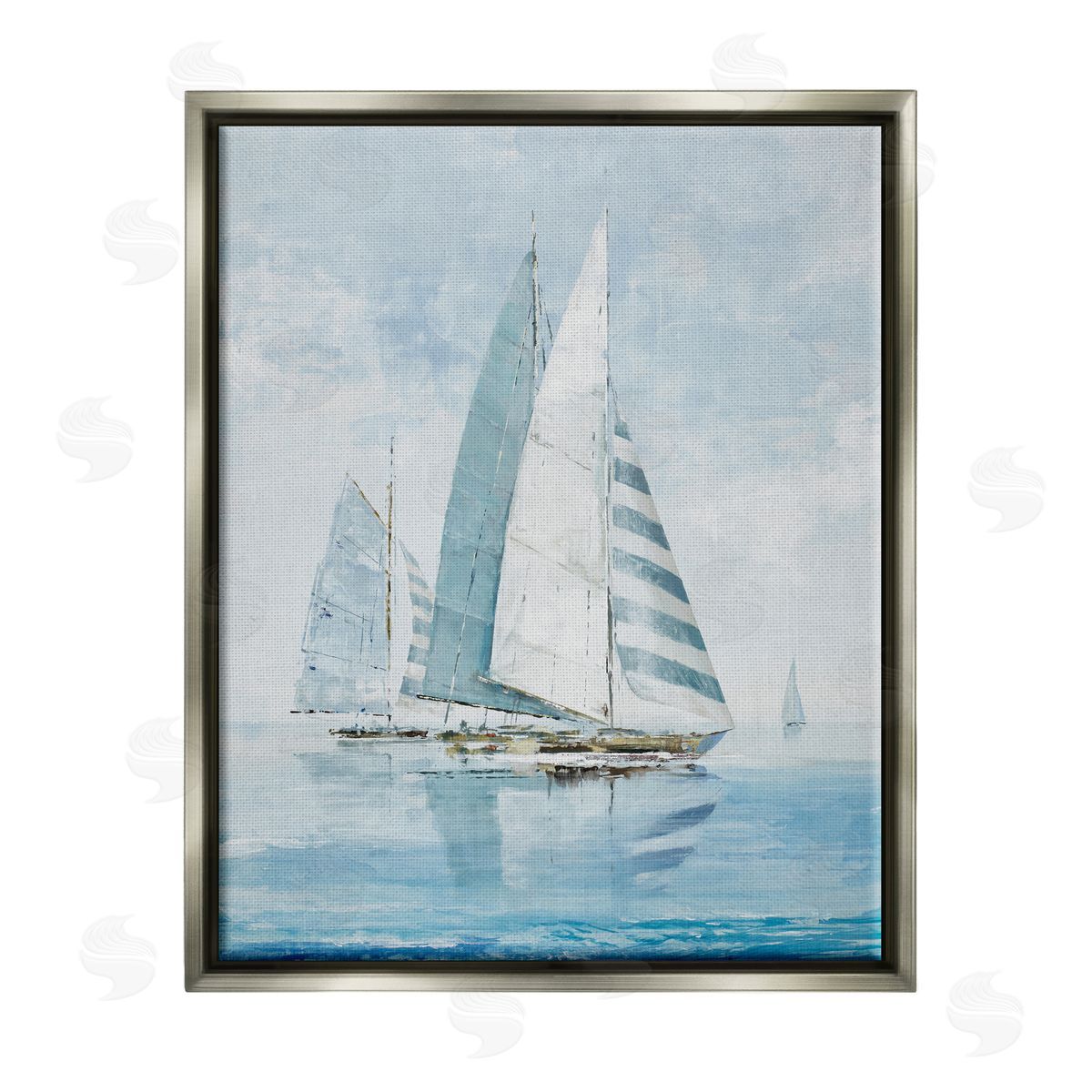 Max Maxx Blue Maritime Sailboats Gray Floater Frame Canvas Artside_