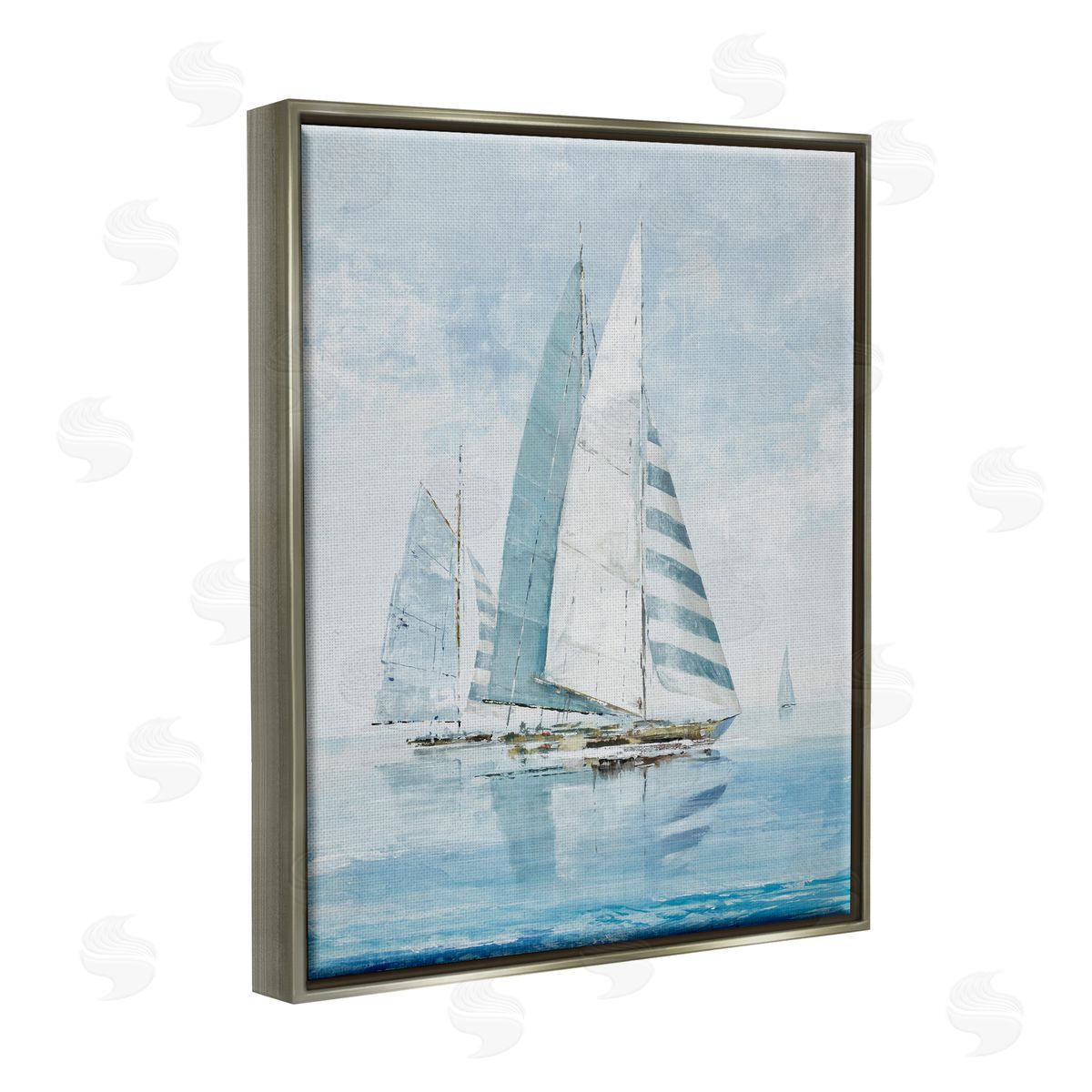 Max Maxx Blue Maritime Sailboats Gray Floater Frame Canvas Artside_