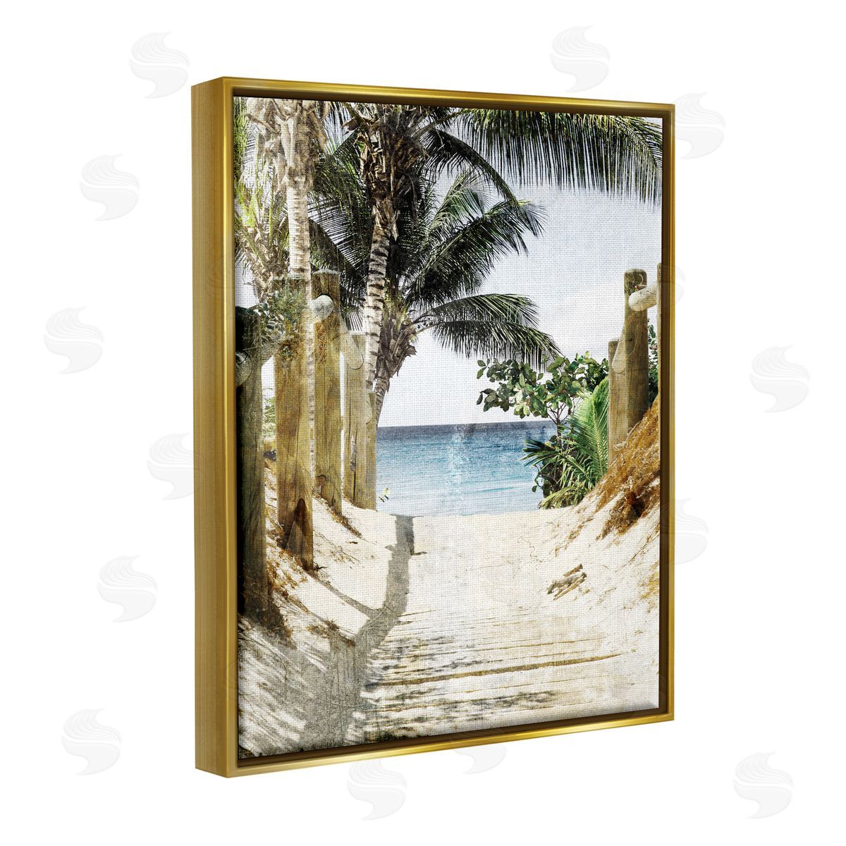 Marcus Prime Tropical Sandy Path Gold Floater Frame Canvas Artside_