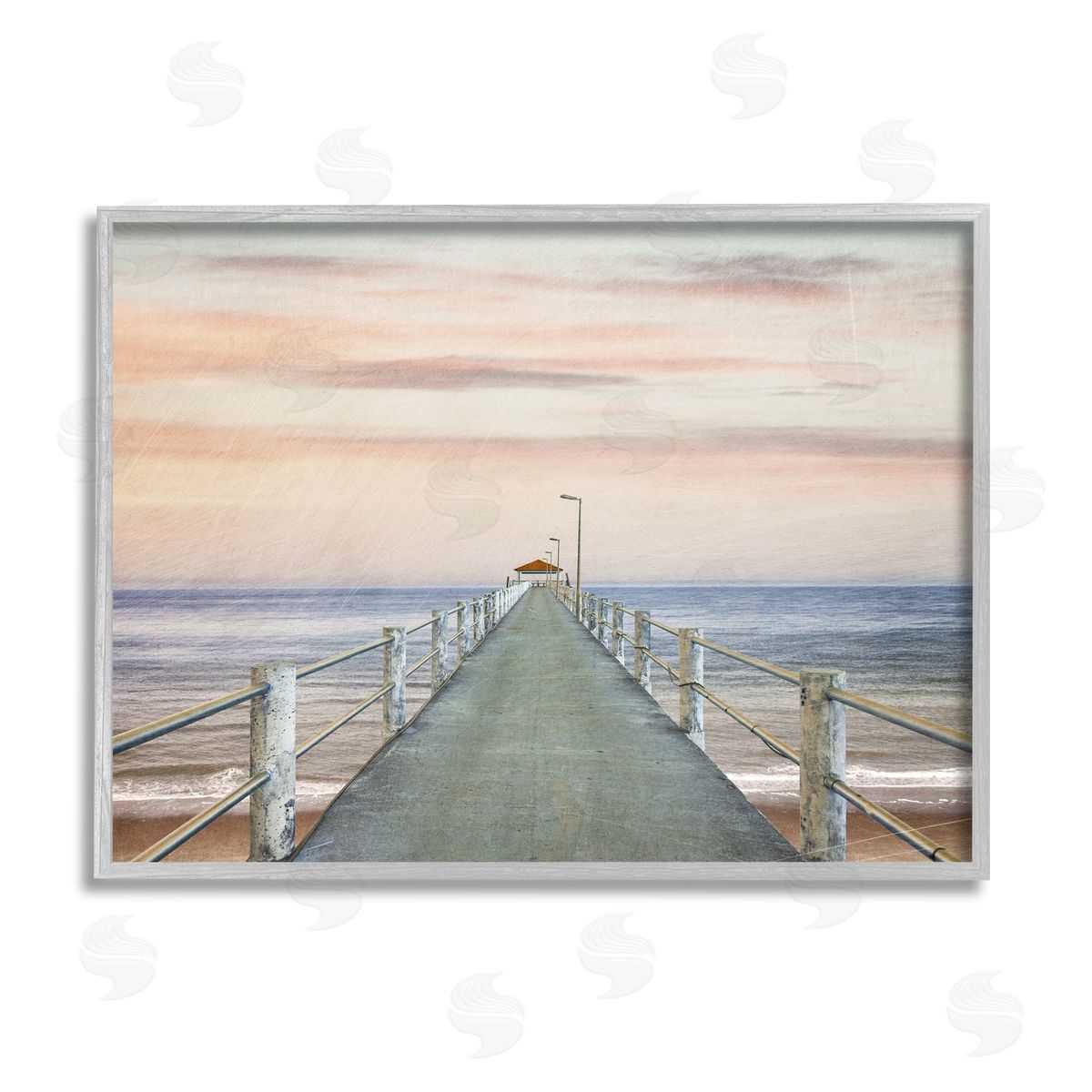 Marcus Prime Nautical Pier Walkway Gray Framed Giclee Wall Artside_