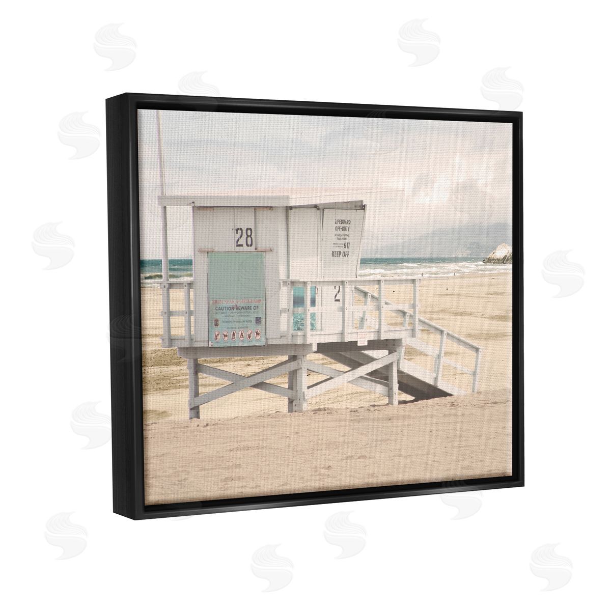 Marcus Prime Lifeguard Hut on Beach Black Floater Frame Canvas Artside_
