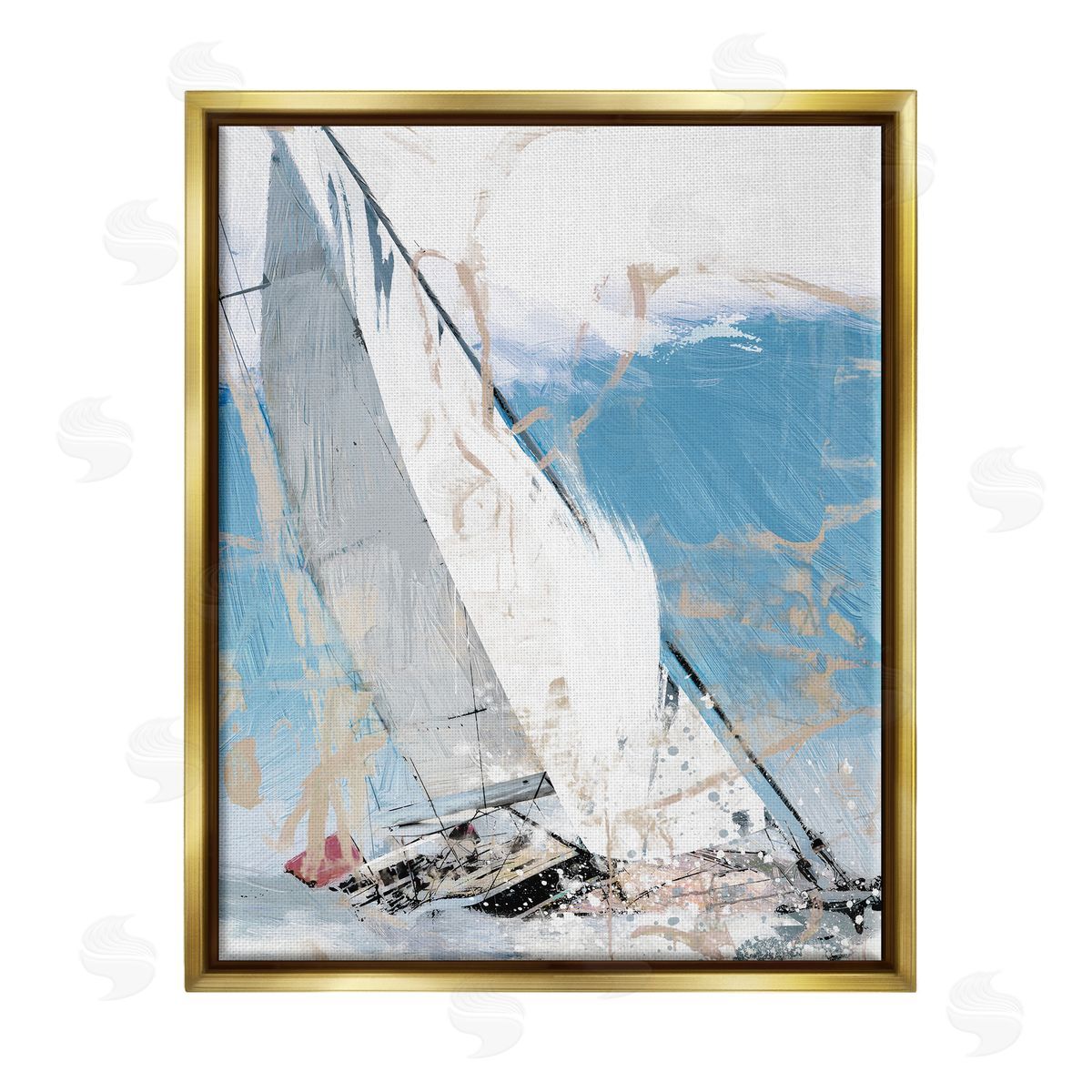 Savannah Miller Abstract Sailboat Waves Gold Floater Frame Canvas Artside_