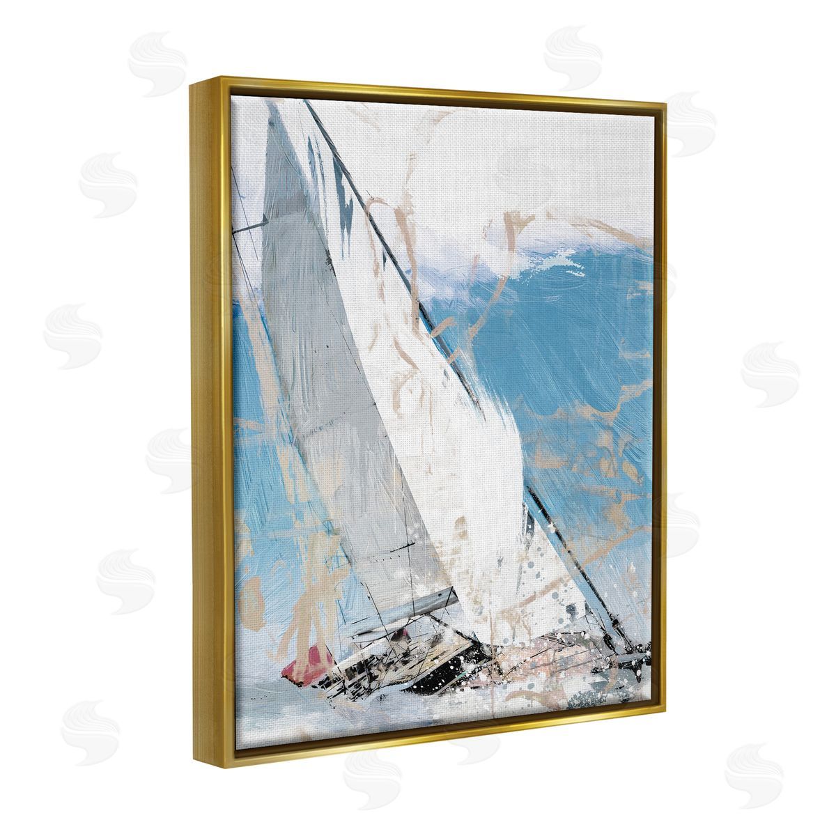 Savannah Miller Abstract Sailboat Waves Gold Floater Frame Canvas Artside_