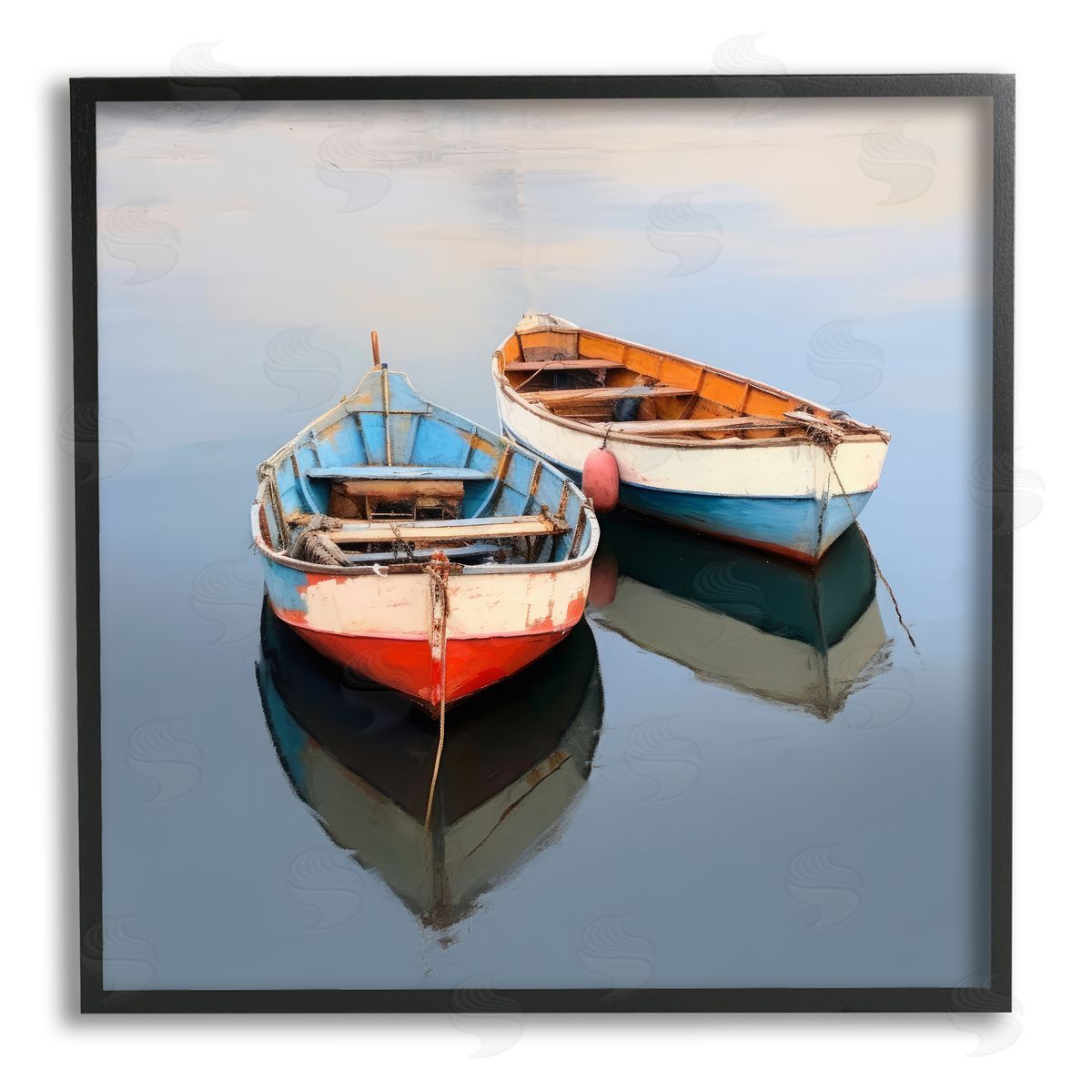 Irena Orlov Two Canoes in Lake Black Framed Giclee Wall Artside_