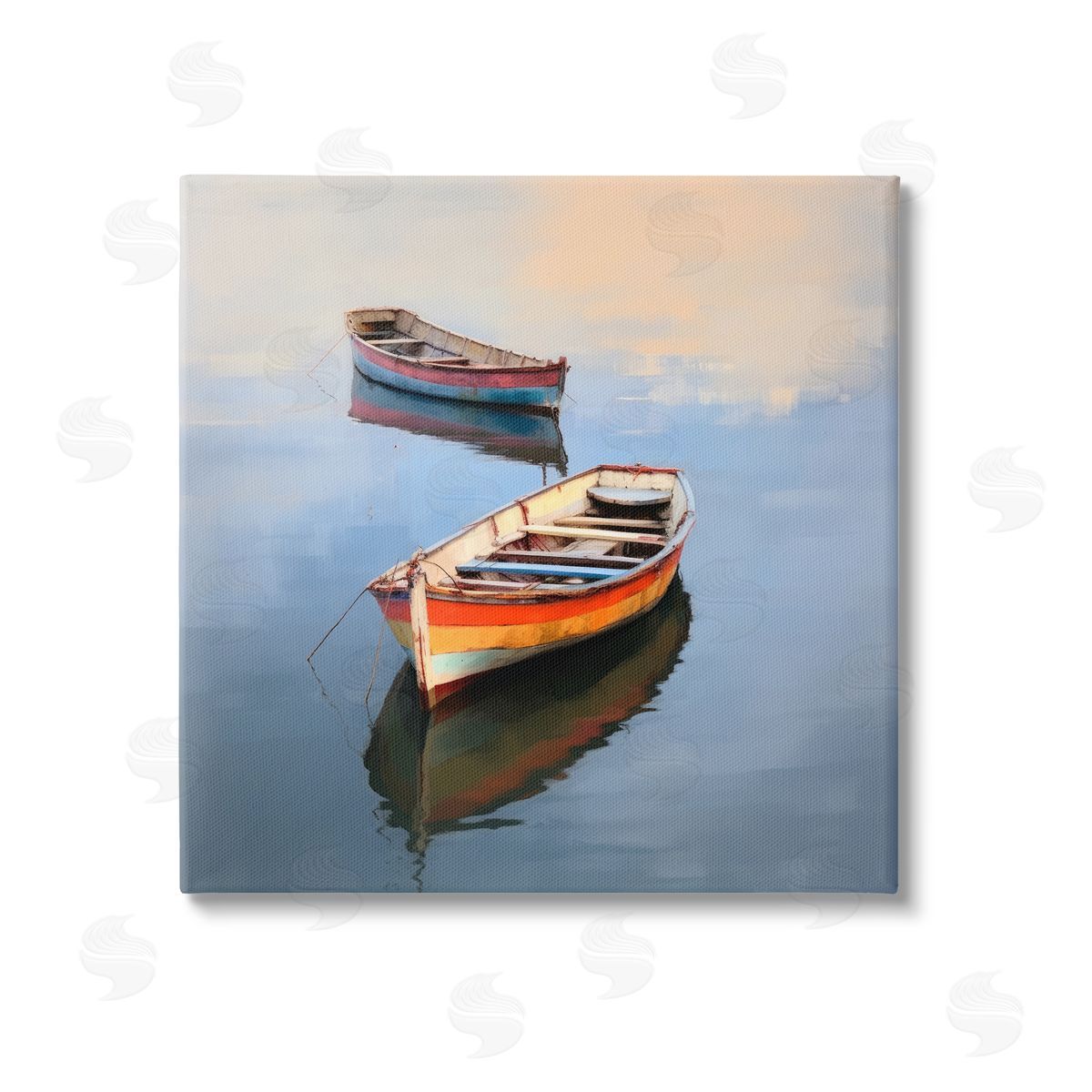Irena Orlov Striped Boats in Lake Canvas Wall Art
