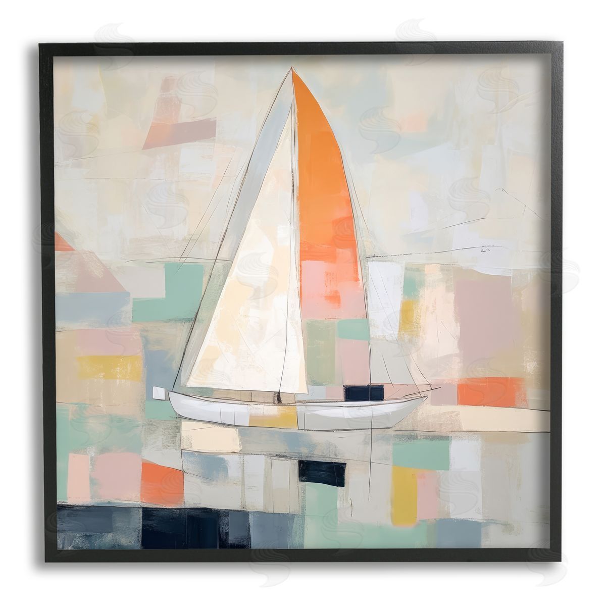 Irena Orlov Contemporary Sailboat Painting Black Framed Giclee Wall Artside_