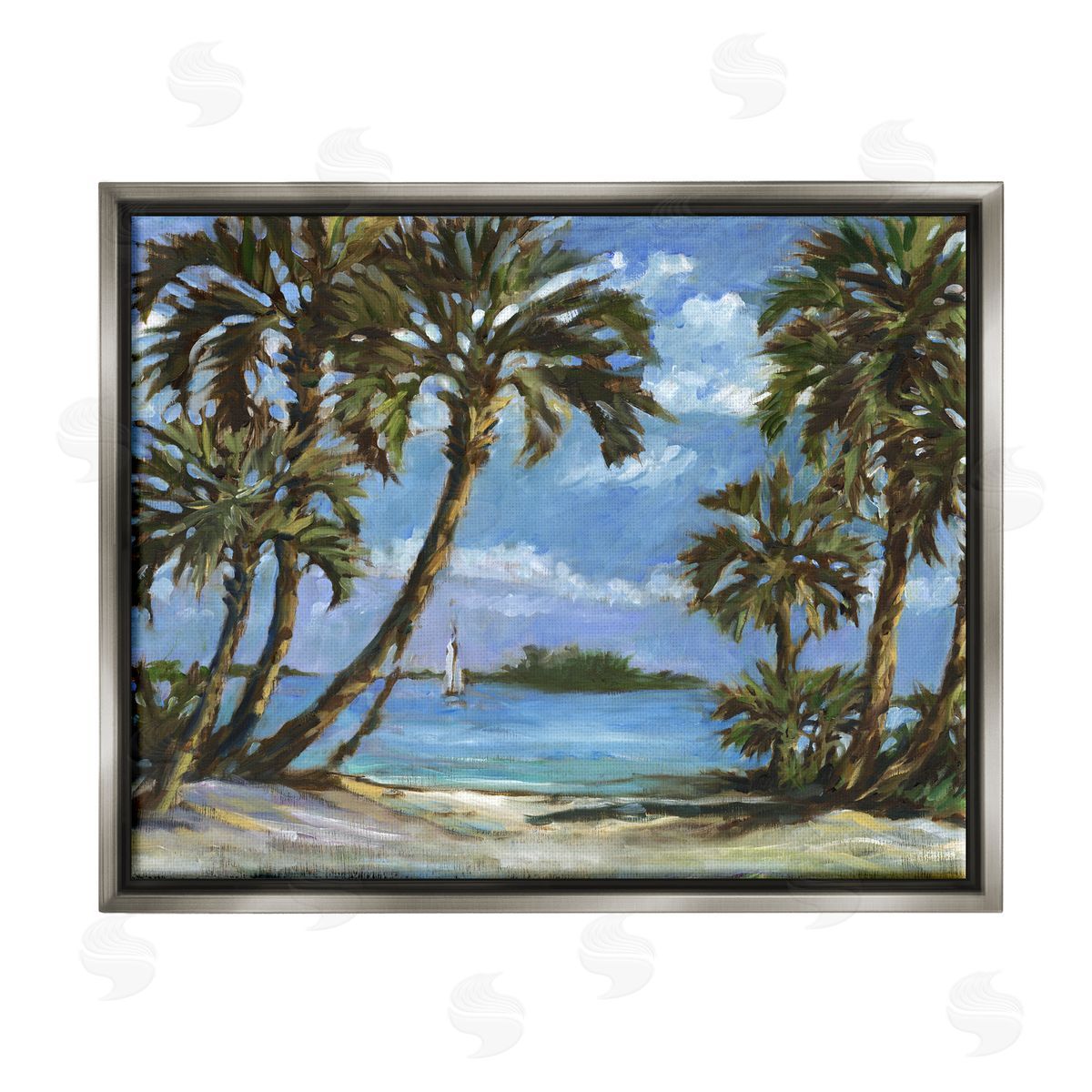 Paul Brent Summer Palms Landscape Gray Floater Frame Canvas Artside_