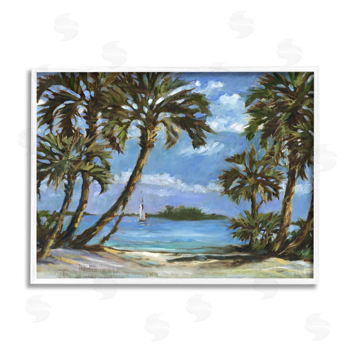 Paul Brent Summer Palms Landscape White Framed Giclee Wall Artside_