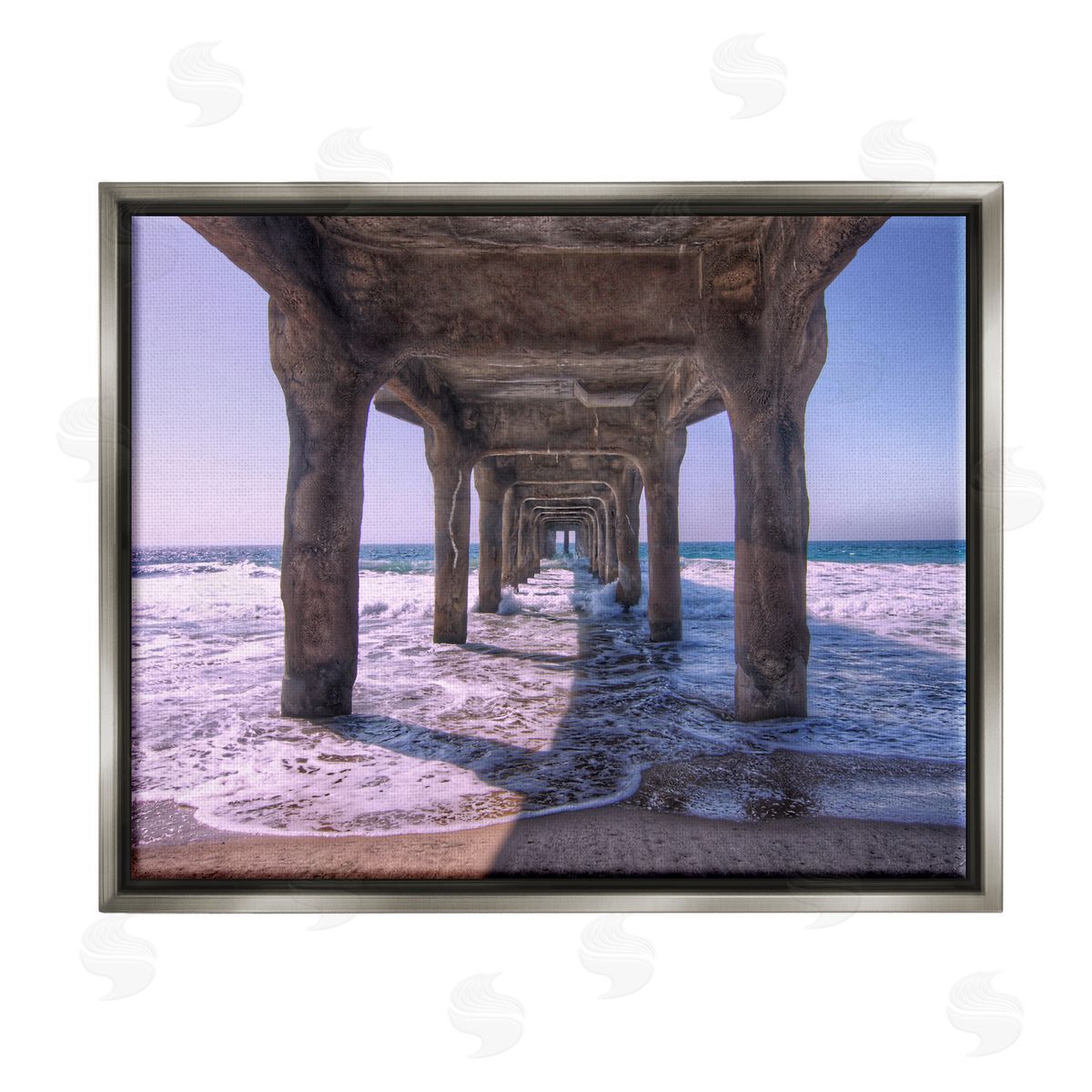 Jeff Poe Photography Waves Under Dock Gray Floater Frame Canvas Artside_